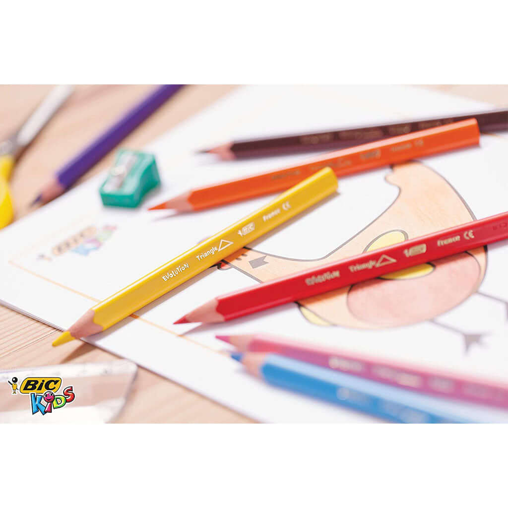 BIC Easy to Grip Kids Triangular Colouring Pencils – 12 Pack